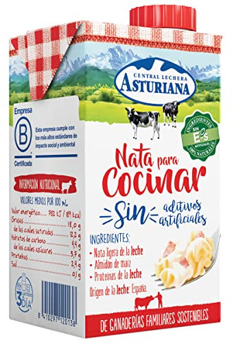 Central Lechera Asturiana Nata para Cocinar 18% MG, Brik 500ml