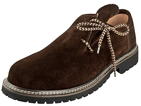 TR Martha Zapatos para traje regional de alta calidad para hombre, de piel para Oktoberfes, Marrón Duque, 44 EU