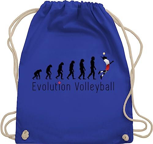 Turnbeutel Rucksack - Entwicklung und Outfit - Volleyball Evolution - Unisize - Royalblau - geschenke für volleyballer volleyballtasche vollyball geschenk beutel volleyball-turnbeutel rucksäcke