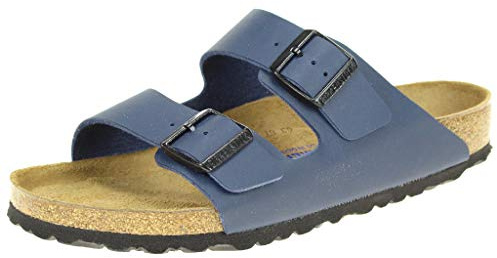 BIRKENSTOCK Arizona Leder-Sandalen unisex, Blau (Blau geöltes Leder), 13-13.5 Women/11-11.5 Men