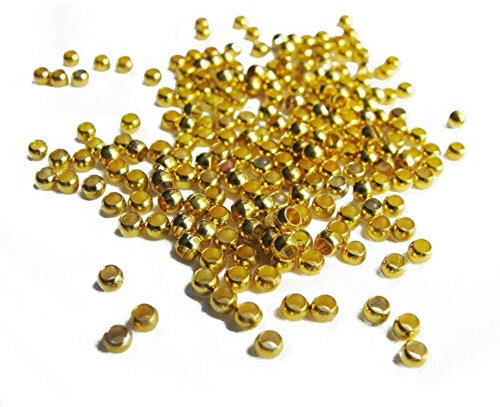 Perlin - Quetschperlen Crimps Perlen Rund 2mm 700stk Messing Metall Gold Farbe für Schmuckherstellungs Schmuck Zubehör