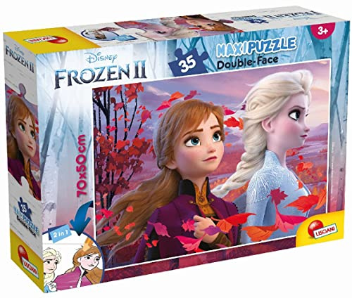 Lisciani - DISNEY Frozen 2 Supermaxi Lernspiel - Puzzle ab 3 Jahren - Double Face 2 in 1 mit Malrückseite - 35 Teile - Riesenformat 70 x 50 cm - Eiskönigin Spielzeug für kleine Elsa & Anna Fans