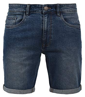 Blend BHJoel Herren Jeans Shorts Kurze Denim Hose mit leichtem Stretchanteil 5-Pocket-Form Baumwollmischung Regular fit, Größe:S, Farbe:Denim middleblue (76201)