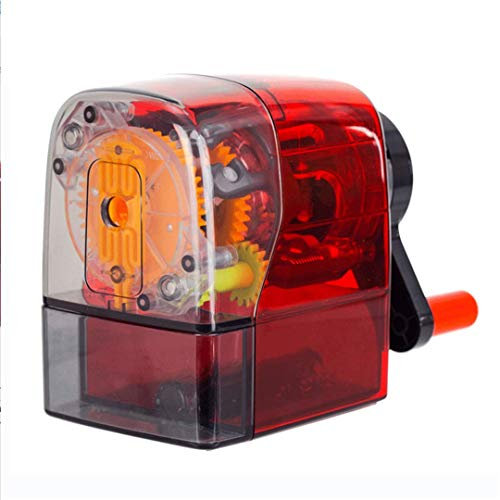 Manuelle Spitzmaschine Rotary Pencil Sharpener Automatischer Vor- und rückzug Bleistift Anti-Rutsch-Stiftschrottbox mit großer Kapazität, ideal für Nr. 2 und Buntstifte,rot