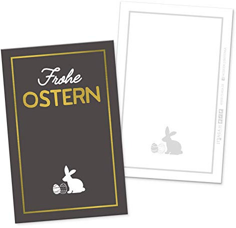 itenga 24 x Geschenkekärtchen Frohe Ostern im Visitenkartenformat Mini Osterkarte schwarz gold Osterhase Geschenkanhänger für kurze Texte Namensschild