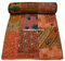 Kantha Baby Balnket Patchwork-Vintage-Überwurf, Kinderdecke, 127 x 178 cm, ultraweich und gemütlich, schwere Decke, Baumwolle, gesteppte Babydecke (Orange)