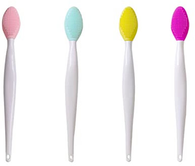 Lip Brush Tool, Silicone Exfoliating Lip Brush Tool Double-Sided Soft Lip Brush(4PCS)