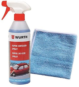 Würth- Super Scheiben-Enteiser | Entfroster - Spray für Autoscheiben + 1 Microfasertuch Classic gratis