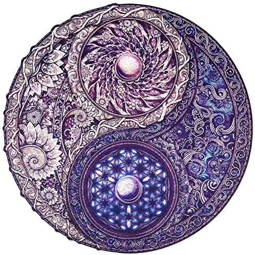 UNIDRAGON Original Holzpuzzle — Mandala Overarching Opposites, 700 Teile, Royal Größe 17.7x17.7 Zoll (45x45 cm) Schöne Geschenkverpackung, Einzigartige Form Erwachsene und