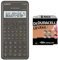 Casio FX-82MS-2 Calculatrice Scientifique Alimentation par Pile, Gris + Duracell LR44 Pile Bouton alcaline 1,5V, Lot de 8 (76A / A76 / V13GA), pour Jouets, calculatrices et appareils de Mesure