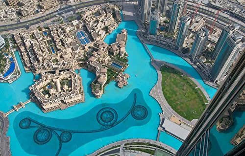 LHJOYSP Geschenke Jungen 3D Puzzle 1000 Teile Stadtschwimmbad Dubai VAE Burj Khalifa 75x50cm