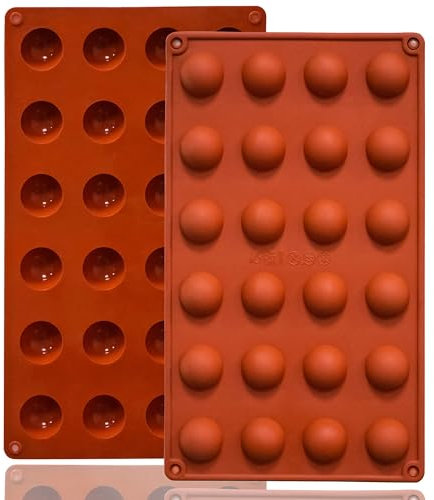 2 Stück Halbrunde Schokoladenformen mit 24 Vertiefungen, Pralinenform Silikon,Bonbonform,Antihaft-schokoladenformen,Mini-Schokoladenformen für Schokolade, Kuchen, Gelee, Kuppelmousse