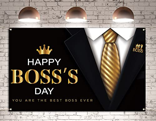Pudodo Happy Boss's Day Hintergrund Banner Best Boss Ever Suit Büro Feier Fotografie Hintergrund Wanddekoration
