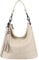 OBC Made in Italy Damen Leder Tasche Umhängetasche Shopper Schultertasche Handtasche Crossbody City Bag Crossover Ledertasche Damentasche Fransen Beige