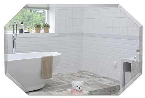 Neue Design Mood Octagonal Bathroom Mirror Wall Mounted, Frameless Modern & Stylish Design with Contemporary Bevelled Edges (40cm x 50cm)