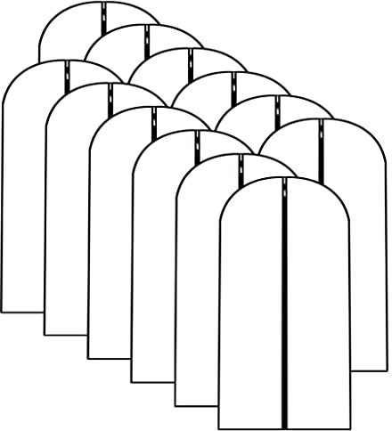 Hanging Garment Bags 12 Pack Breathable Suit Bag Covers with Zip PEVA Clothes Cover Bags Coat Garment Bags Waterproof Dress Cover Bags for Wardrobe Storage and Travel, Clothes Covers for Coats