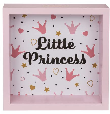 Little Princess Spardose aus Holz, Rosa, Spardose für Hausprinzessinnen (20 x 20 cm), mit Aufhänger.