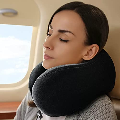 Airia Living Thermaflip contour neck Travel Pillow soft curved shape ergonomically formed Memory Foam 27 ×24CM Blue (BLACK)