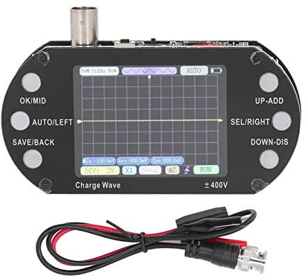 Osciloscopio Digital de Mano, Mini Osciloscopio de Frecuencia de Muestreo de 2,5 MHz, Osciloscopio Digital de Ancho de Banda de 500 KHz con Resolución de 320x240, Pantalla TFT de