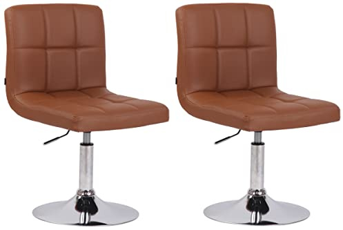 CLP 2er Set Lounger Palma V2 Mit Kunstlederbezug I 2 x Höhenverstellbarer Polsterstuhl Mit Rückenlehne, Farbe:Hellbraun