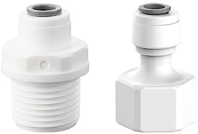 Qrity 1/4 Tubo a 1/2 Femmina/Maschio Connettore Rapido, Accessori per Depuratori D'acqua Raccordi, Push in to Tubing Pipe Joint per Filtro Dell'acqua ad Osmosi Inversa