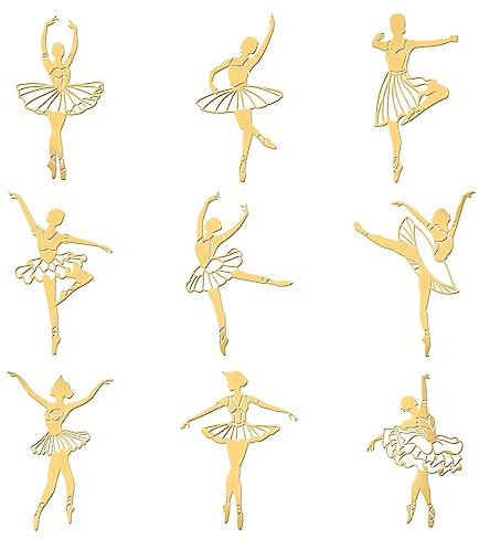 OLYCRAFT 9 Stück 4x4 cm Metallaufkleber Mit Ballettmuster Dekorative Aufkleber Selbstklebende Goldene Aufkleber Geometrieaufkleber Für Scrapbooking Telefon Und Wasserflaschendekoration