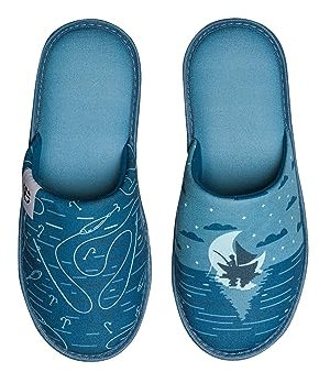Dedoles Hausschuhe Damen Herren & Kinder Memory-Foam viele lustige Designs Einhorn Musik Regenbogen Comics Spiele Geschenk, Farbe: Mondschein Bootsfahrt, Gr.: 46-47 EU