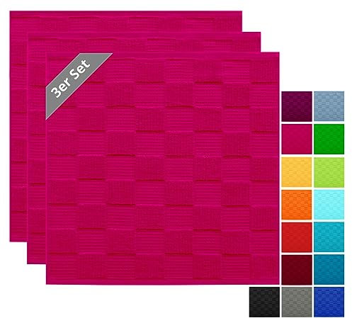 Lashuma Geschirr Handtücher 3er Set Baumwolle, Purpur Spültücher quadratisch 50x50cm