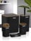 Badezimmer Zubehör aus Holz Badezimmer Set Luxus Modern Bad Set Zahnbürstenhalter Becher Toilettenbürste Set Seifenschale Mülleimer Seifenspender (Schwarz)