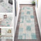 Teppich Läufer Flur Küche rutschfest waschbar Küchenläufer Korridor Tepiche Lang 60X400CM Blau Grau Polyester Teppichläufer Meterware Kücheteppich Schlafzimmer Wohnzimmer Flurmatte Breit 40-120cm