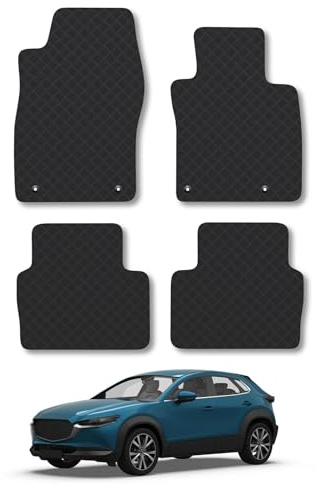 Mazda CX-30 (2019+) Rubber Car Mats Accessories Tailored Fit Compatible Accessory Waterproof Protection Non-Slip Floor Mats Full Coverage Durable Front Rear Set Coverage with Clips