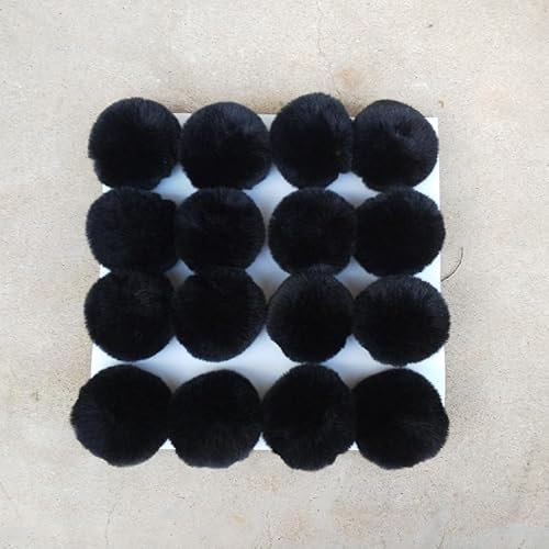 10 Stück 6CM Bommel für Mütze, Kunstfell Pompon Kunstfell Bommel Fellbommel Künstliche Fellbommel für StrickMützen und Beanies Weihnachtsdekoration Schlüsselanhänger Anhängern Dekoration -Schwarz
