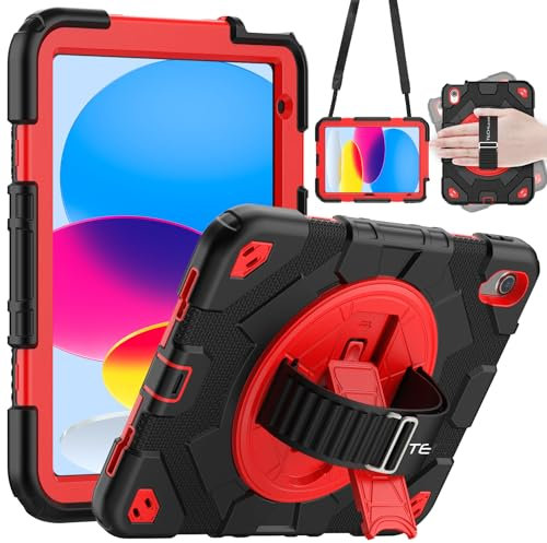 TECHGEAR Funda SUPE compatible con Apple iPad de 10.ª generación de 10,9 pulgadas/iPad 10 2022, resistente, resistente, resistente a los golpes, divertida funda para niños y niñas con soporte giratori