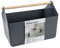 BLUE GINKGO Large Storage Basket – Plastic Caddy with Wooden Handle for Bathroom, Pantry, or Cleaning Supplies (Grey)