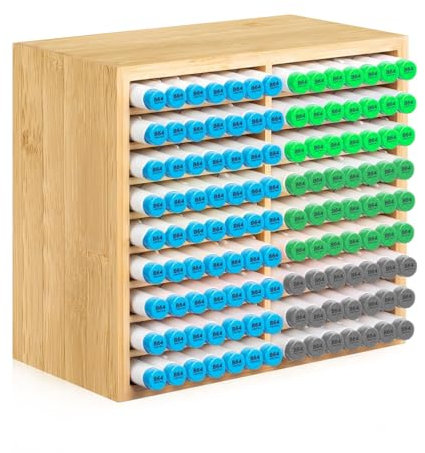GOURDBRO Bamboo Desk Organiser for 126 Pens, Wooden Storage Box, Multifunctional Pen Holder MKBSNJ001