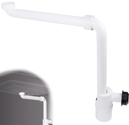 Sifone salvaspazio 1 1/4 per lavabo, sifone per lavello con attacco 1 1/4, sifone regolabile a 360°, tubo di scarico con sifone, bianco