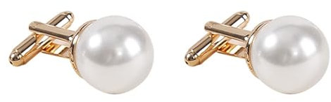 AMDXD Manschettenknöpfe Hemden, Rund Perle Cufflinks for Men Gold, Gold Manschettenknöpfe für Herren zur Hochzeit, Verlobung, Valentinstag, Jahrestag