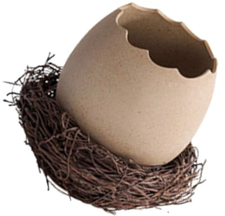 STOBAZA Eierschalen Pflanzgefäß Aus Keramik Vogel Nest Blumentopf Mit Rattan Für Zuhause Garten Büro Einzigartiges Design Für Hydrokultur
