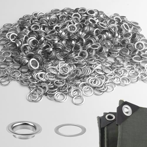 Gebiuhoo Occhielli in Acciaio Inox 400 Pezzi pinze Occhielli telone Occhielli 10 mm Kit di Strumenti Occhiello Occhiello Occhiello per Scarpe Abbigliamento Pelle Tessuto telone
