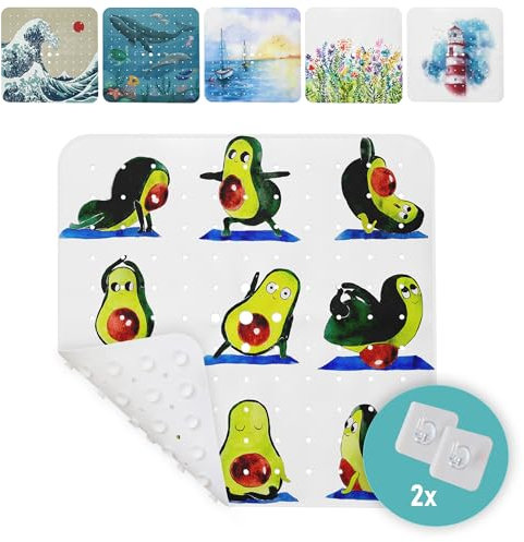 arteneur® - Duschmatte rutschfest 53x53 cm | Antirutschmatte Dusche | Inkl. Aufhängung | Schimmelresistent | Maschinenwaschbar | BPA frei | Rutschmatte Dusche Avocado