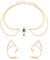 HIFOT 2Pcs Boho Kopfkette Schmuck Damen Mädchen, Elfen Kopfschmuck Grüner Kristall Kette Elfen Ohren Gold Haarschmuck Festival Accessoires Halloween Karneval Cosplay Fee Elfen Kostüm Damen