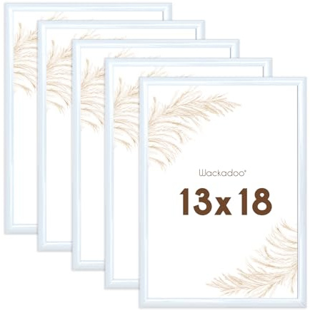 Wackadoo Bilderrahmen 13x18 Weiß 5er Set Fotowand Fotorahmen aus leichtem Kunststoff mit Glas Picture frame Poster