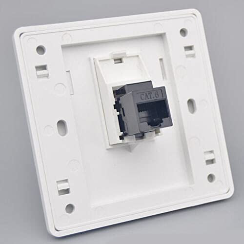 CAT6 Gigabit Network Socket, CAT6 RJ45 LAN Cable Ethernet Wall Plate 86x86mm Female to Female Dual-Pass Socket Box Faceplate for Ethernet Cable Installation Internet Outlet (LAN x 1)