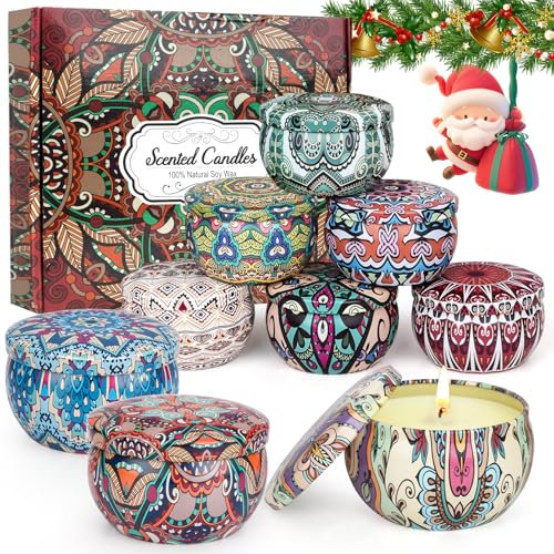 Duftkerzen Geschenkset für Frauen, Weihnachtsgeschenke für Frauen: 9 Stück Aromatherapie Kerzen mit Sojawachs Duftkerze Set, Kleine Geschenkset für Geburtstag, Muttertag, Weihnachten, Valentinstag
