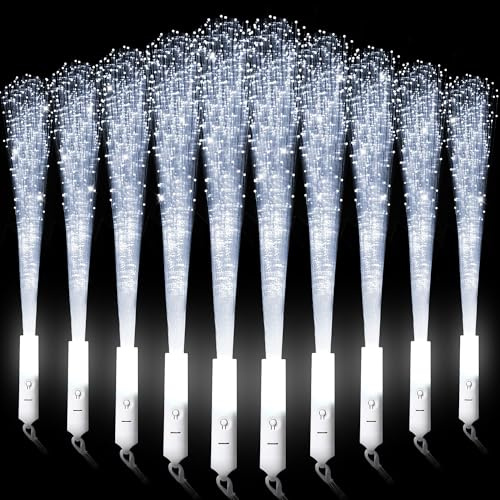 miikoul 36 bacchette in fibra ottica bianche luminose a LED per matrimoni, bomboniere, bacchette lampeggianti con 3 modalità di luce, per feste al neon, matrimoni, baby shower, feste di compleanno
