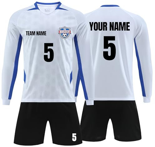 Faletony Benutzerdefiniert Trikot Kinder Erwachsene Fußball Trikot Set Personalisiertes fußball Trikots mit Name Nummer Team Logo Fusstball Shirt & Shorts Set Für Junge Herren