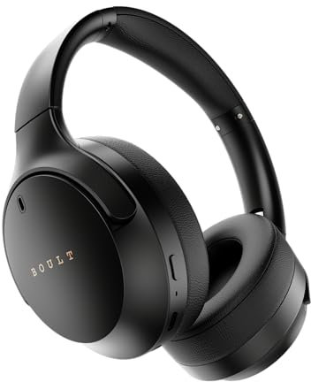 Boult Q Over Ear Bluetooth Headphones with 70H Playtime, 40mm Bass Drivers, Zen™ ENC Mic, Type-C Fast Charging, 4 EQ Modes, BTv 5.4, AUX Option, Easy Control, IPX5 headphones wireless with mic (Black)