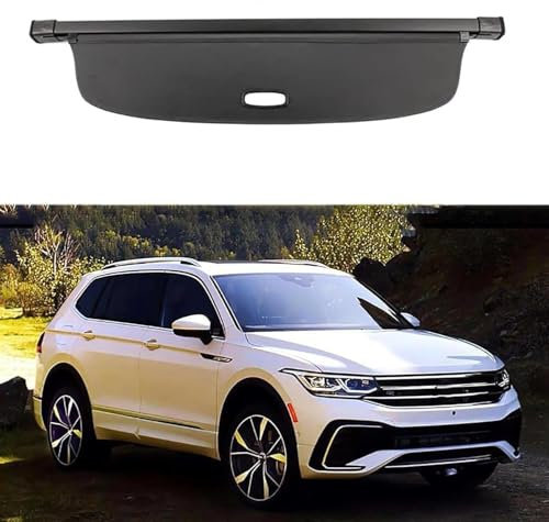 KIUYNHMSI Auto Ausziehbar Kofferraumabdeckung Rollo für V.W Tiguan 2010-2024, ReißFest Kofferraumklappen Interieurleisten Zubehör