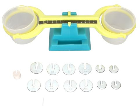 flexman Nestable Pan Balance, Plastic Blue Nestable Pan Balance with Scale, Clear Double Bucket Balance Scale, Weight Scale for Exploring Basic Measurement Concepts