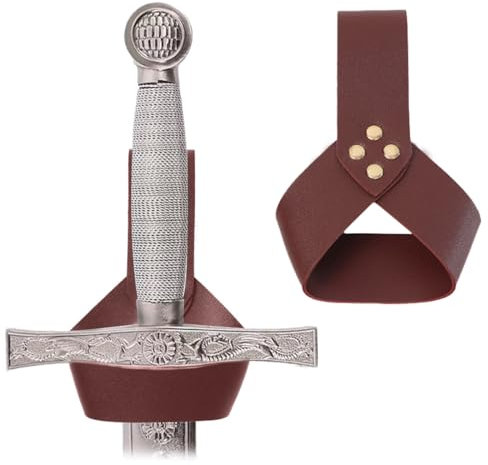 XPEX 1 Stück Gürtelhalter Aus Echtem Leder,Wikinger Gürtel Gürtelhalter Für Schwerter Larp Mittelalter Wikinger Fasching Kostümfest Halloween Lederholster Für Dolch Mittelalter(Braun)